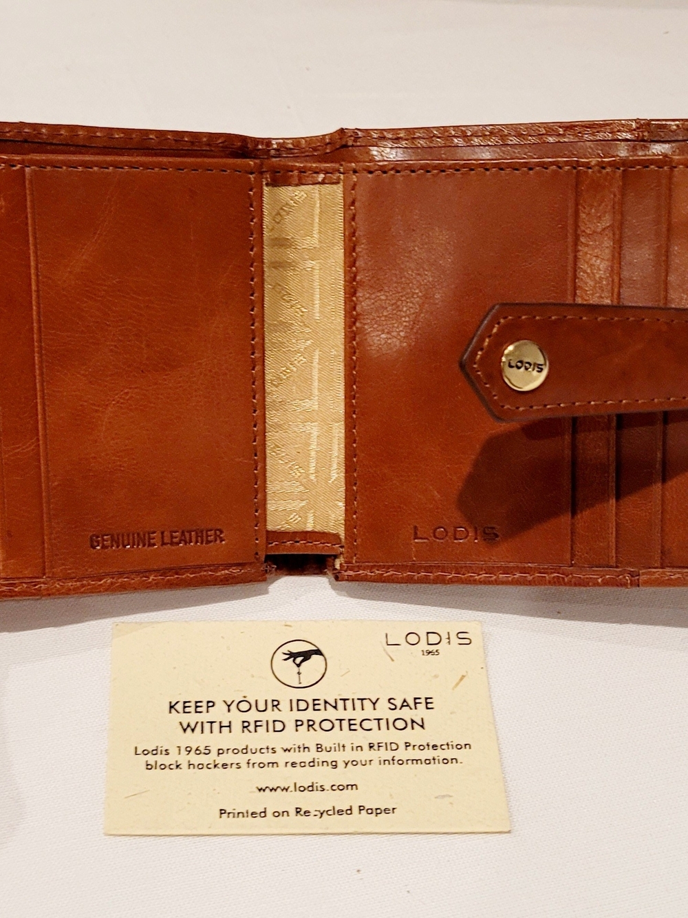 LODIS Cognac Crossbody Leather Bag with Matching Wallet - Picture 5 of 6